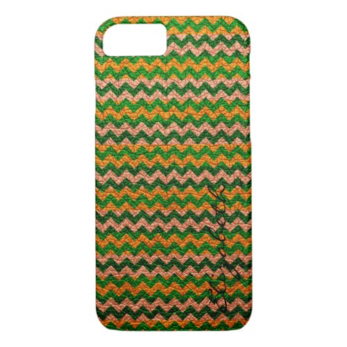 Leather Green Chevron Stripes Pattern iPhone 87 Case