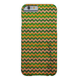 Leather Green Chevron Stripes Pattern Barely There iPhone 6 Case
