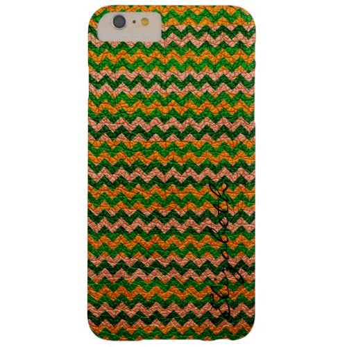 Leather Green Chevron Stripes Pattern Barely There iPhone 6 Plus Case