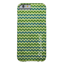 Leather Green Mint Chevron Stripes Pattern Barely There iPhone 6 Case