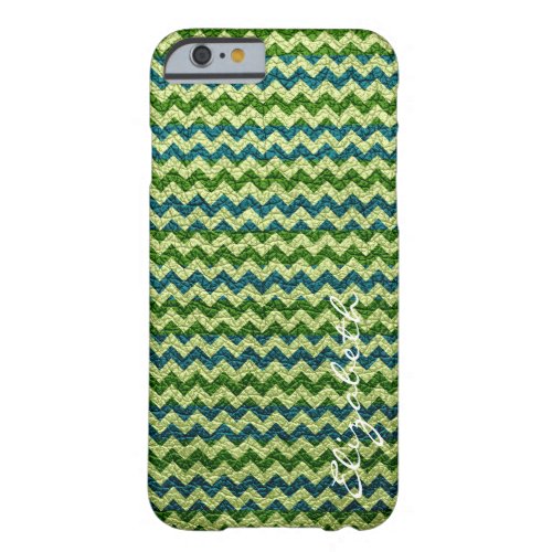 Leather Green Mint Chevron Stripes Pattern Barely There iPhone 6 Case