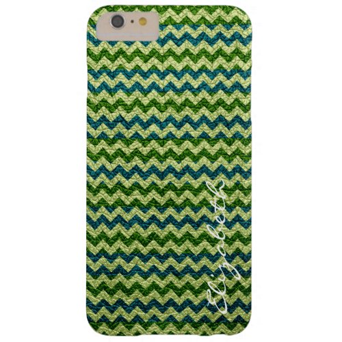 Leather Green Mint Chevron Stripes Pattern Barely There iPhone 6 Plus Case