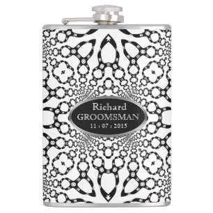 Leather Harness Geometry Personalize Hip Flask