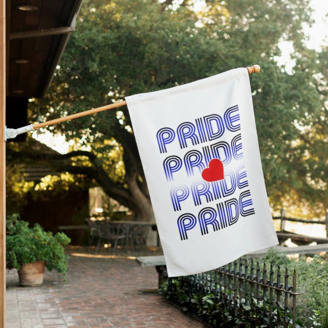 Leather Heart Retro Pattern House Flag (In SItu)