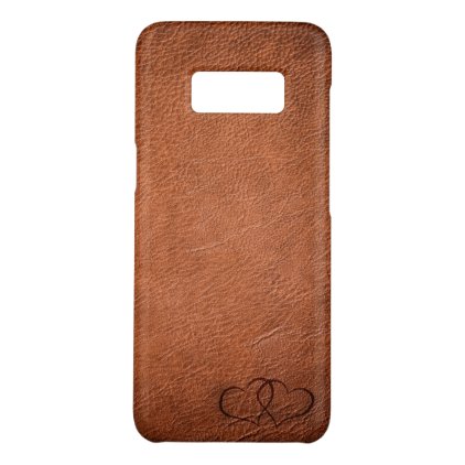 Leather Hearts - Brown - Phone Case
