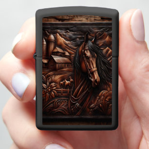 Leather Horse Portrait Zippo Lighter