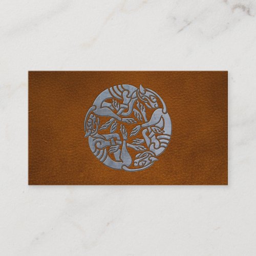 Leather Iron Celtic Dog Business Card