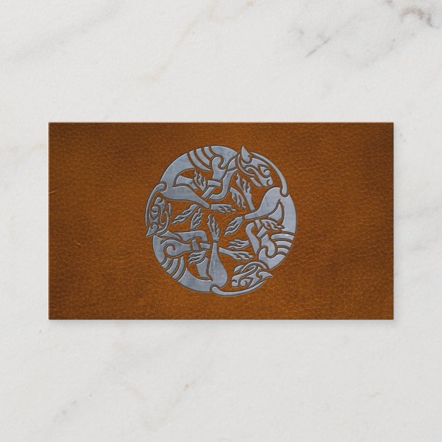 Leather Iron Celtic Dog Business Card (Front)