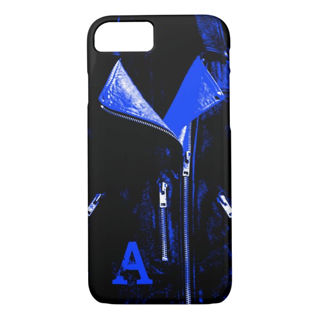 Leather Jacket Blue monogram iPhone 7 case (Back)