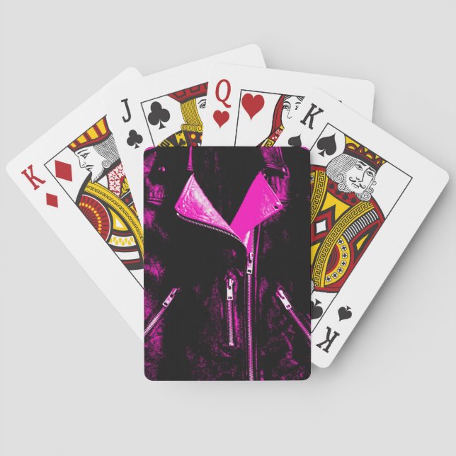 Leather Jacket Pink playing cards (Back)