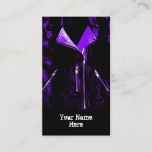 Leather Jacket Purple business card black portrait