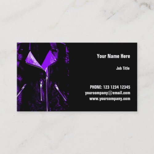 Leather Jacket Purple business card horizontal