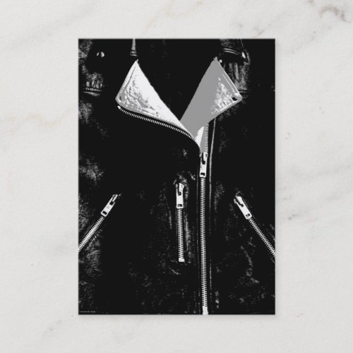 Leather Jacket White business card black chubby