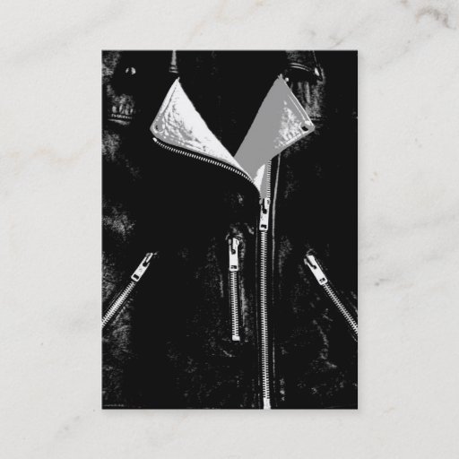 Customizable Leather Jacket White business card black chubby