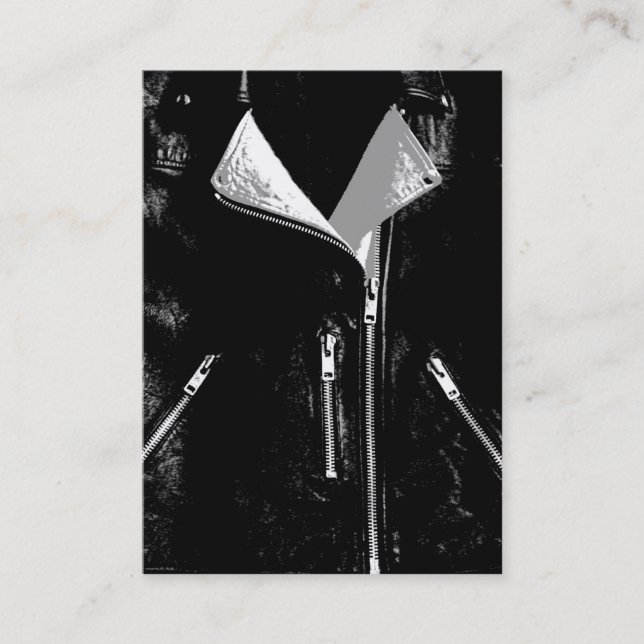 Leather Jacket White business card black chubby (Front)