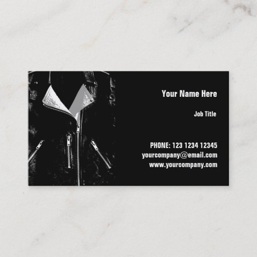 Customizable Leather Jacket White business card horizontal