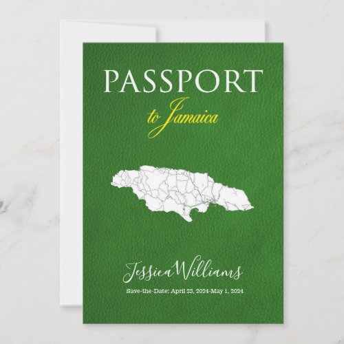 Leather Jamaica Passport Save the Date Invitation