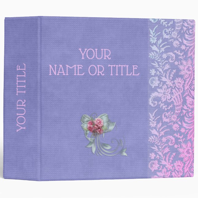 Leather Lace Elegant Weddings 3 Ring Binder (Front/Spine)