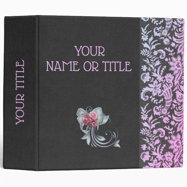 Leather Lace Elegant Weddings 3 Ring Binder (Front/Spine)