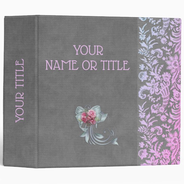 Leather Lace Elegant Weddings 3 Ring Binder (Front/Spine)