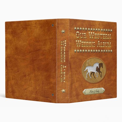 Leather  Lace Horses 3 Ring Binder