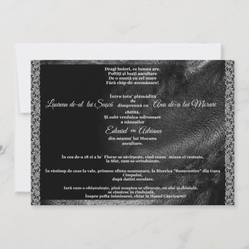 Leather  Lace Offbeat Biker Wedding InvitationREO Invitation