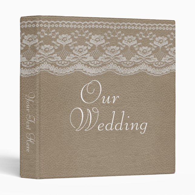 Leather & Lace Wedding Photo Album 3 Ring Binder (Front/Spine)