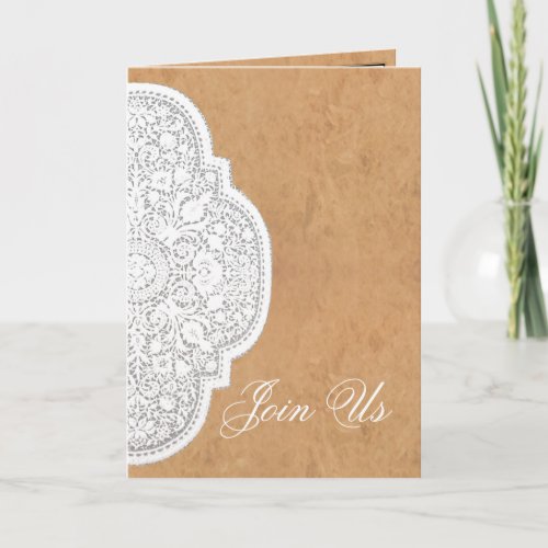 Leather  Lace Western Wedding Invitation CARDS