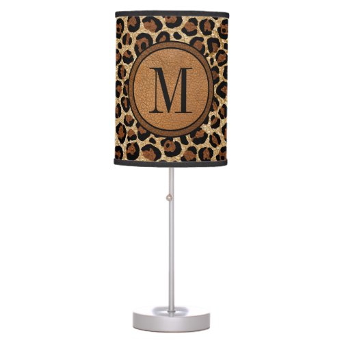 Leather Leopard Elegant Vintage Modern Monogram Table Lamp