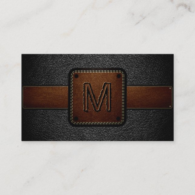 Leather Look Black and Brown Business Card (Front)
