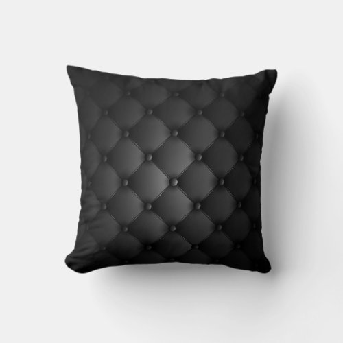 Leather Look _ Black Throw Pillow