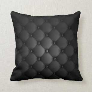 Leather Look - Black Throw Pillow
