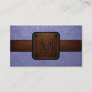 Leather Look Brown and Lavender Business Card