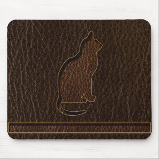 Leather-Look Cat Dark Mouse Pad