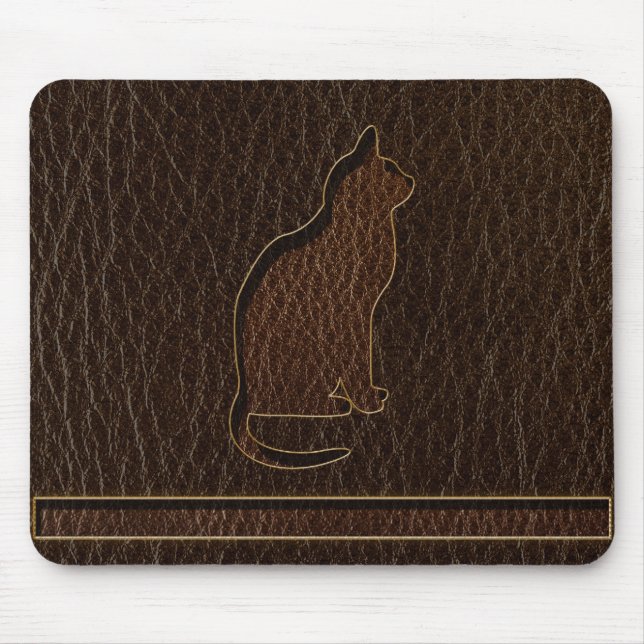 Leather-Look Cat Dark Mouse Pad (Front)