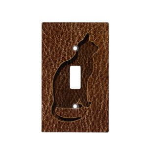Leather-Look Cat Light Switch Cover