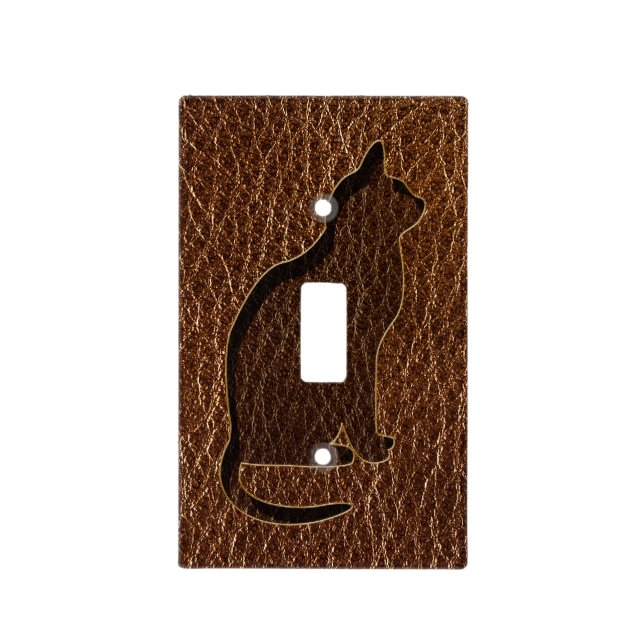 Leather-Look Cat Light Switch Cover (Front)