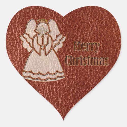 Leather_Look Christmas Angel Heart Sticker