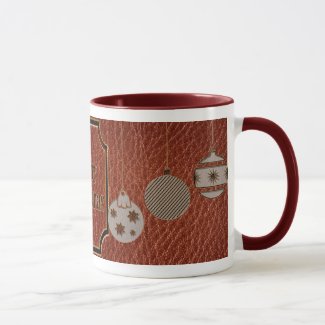 Leather-Look Christmas Red Mug
