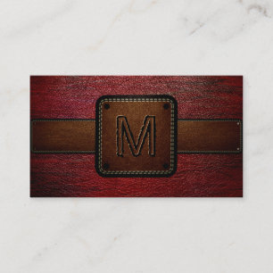 Leather Look Dark Red and Brown Business Card