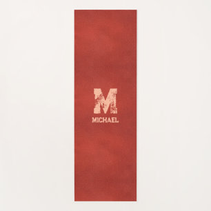 Leather Look Distressed Text Monogram Names Yoga Mat
