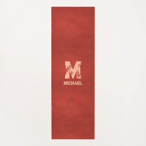 Leather Look Distressed Text Monogram Names Yoga Mat