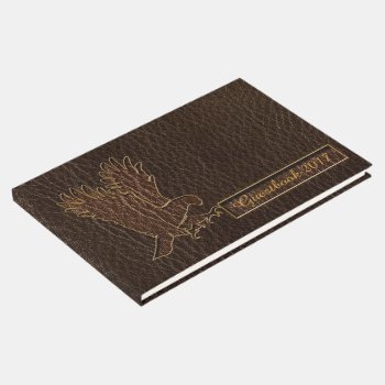 Leather-look Eagle Dark Guest Book by MarianaEwaPattern at Zazzle