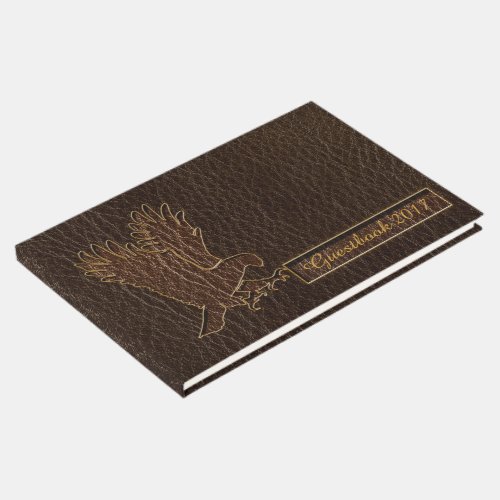 Leather_Look Eagle Dark Guest Book