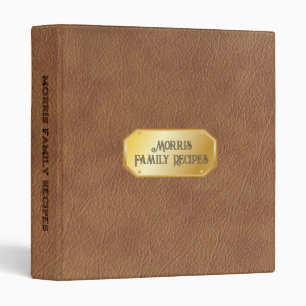 Leather Look Embossed and Engraved Family Cookbook 3 Ring Binder