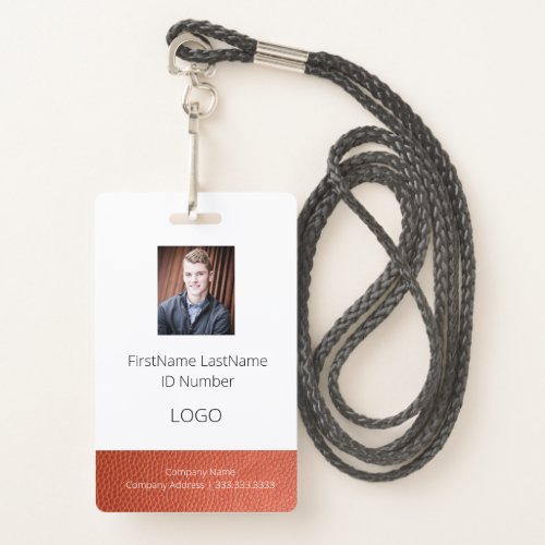 Leather Look Employee ID Badge with Barcode
