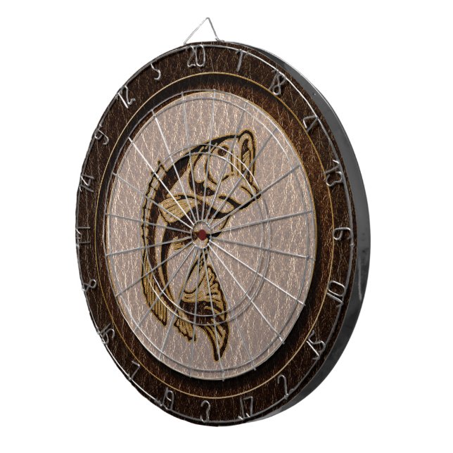 Leather-Look Fish Dark Dartboard With Darts (Front Right)