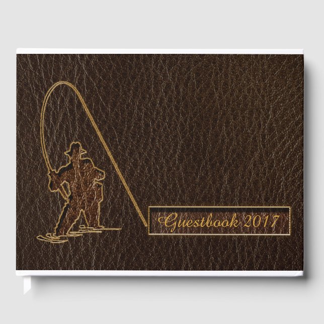 Leather-Look Fisherman Dark Guest Book (Front)
