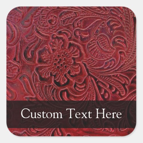 Leather_Look Floral Pattern Square Sticker