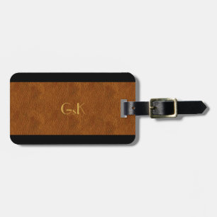 Leather Look Gold Monogram Executive Luggage Tag